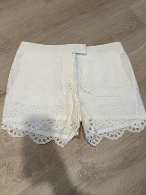 Ann Taylor White Eyelet Lace High-Waist Shorts
